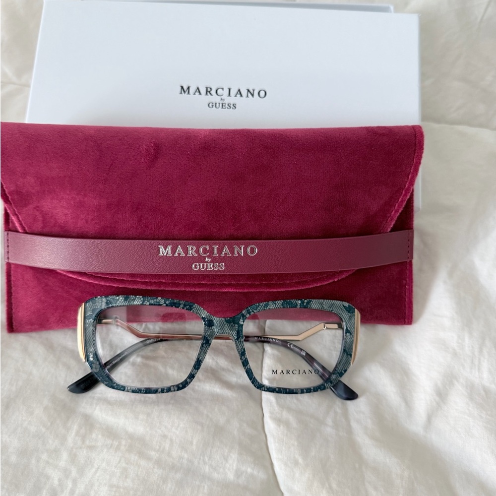 Marciano by Guess Blue and Gold Glasses with Red Case